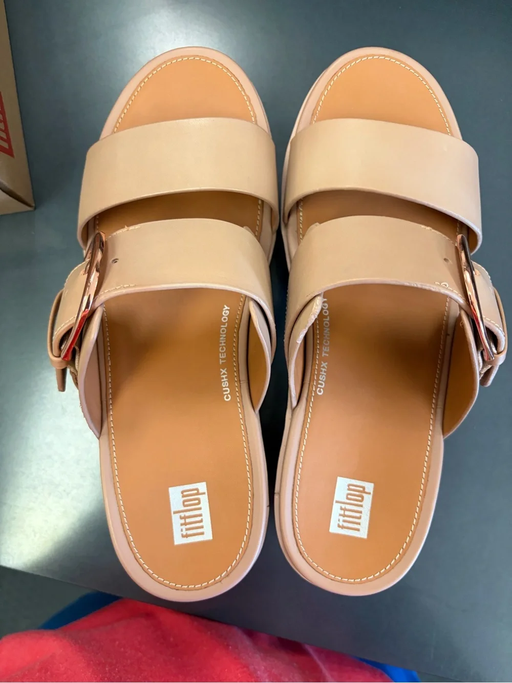 FitFlop Women's Blush Leather Platform Slide Sandals